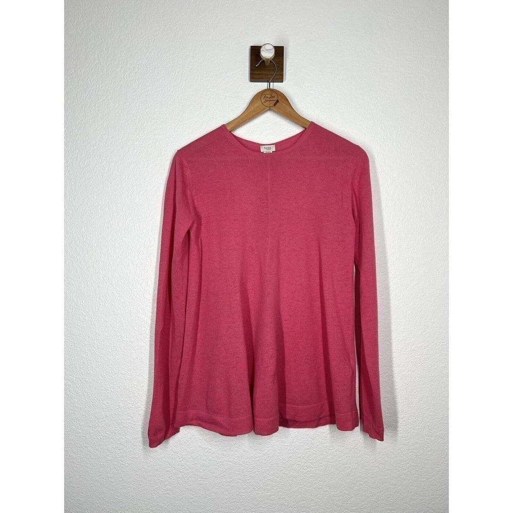 Hoss Intropia Cashmere Wool Knit Sweater Small S Fuchsia Pink Button Back